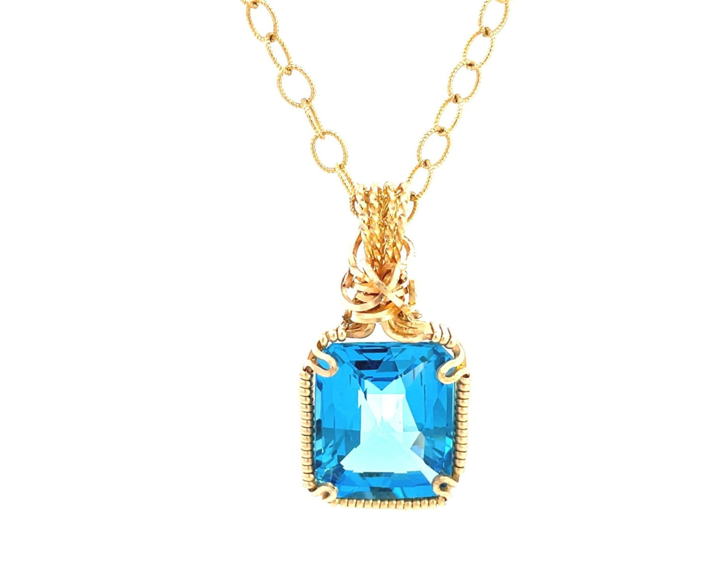 Swiss Blue Topaz Pendant Necklace