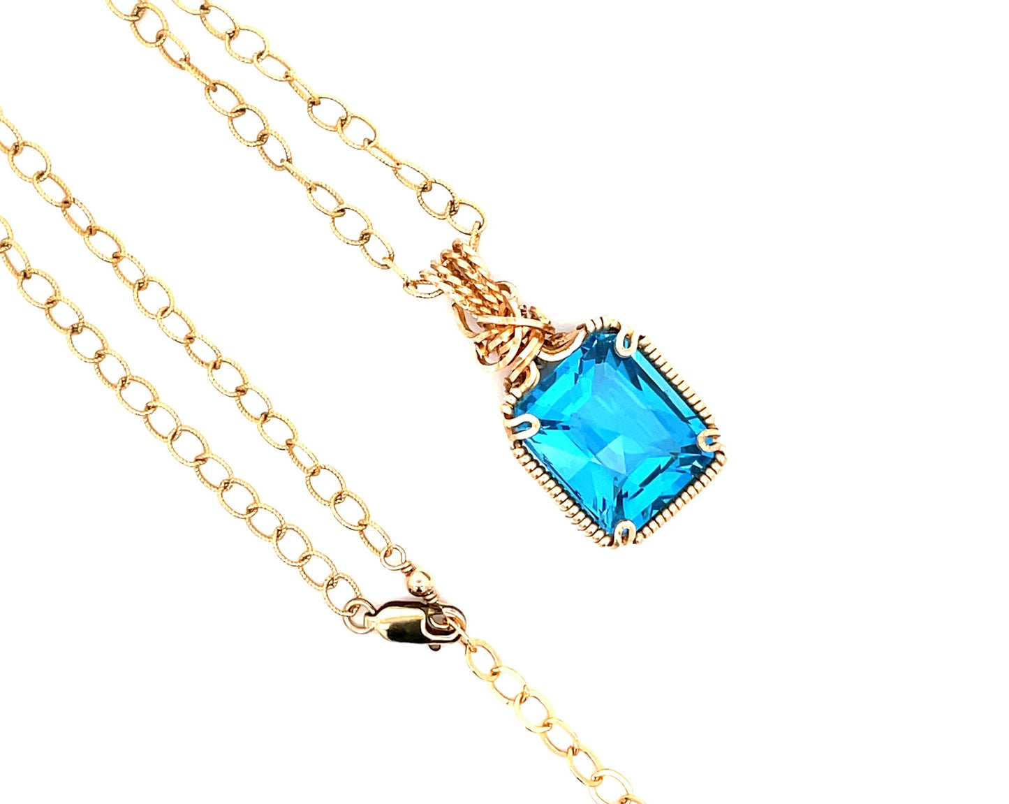 Swiss Blue Topaz Pendant Necklace