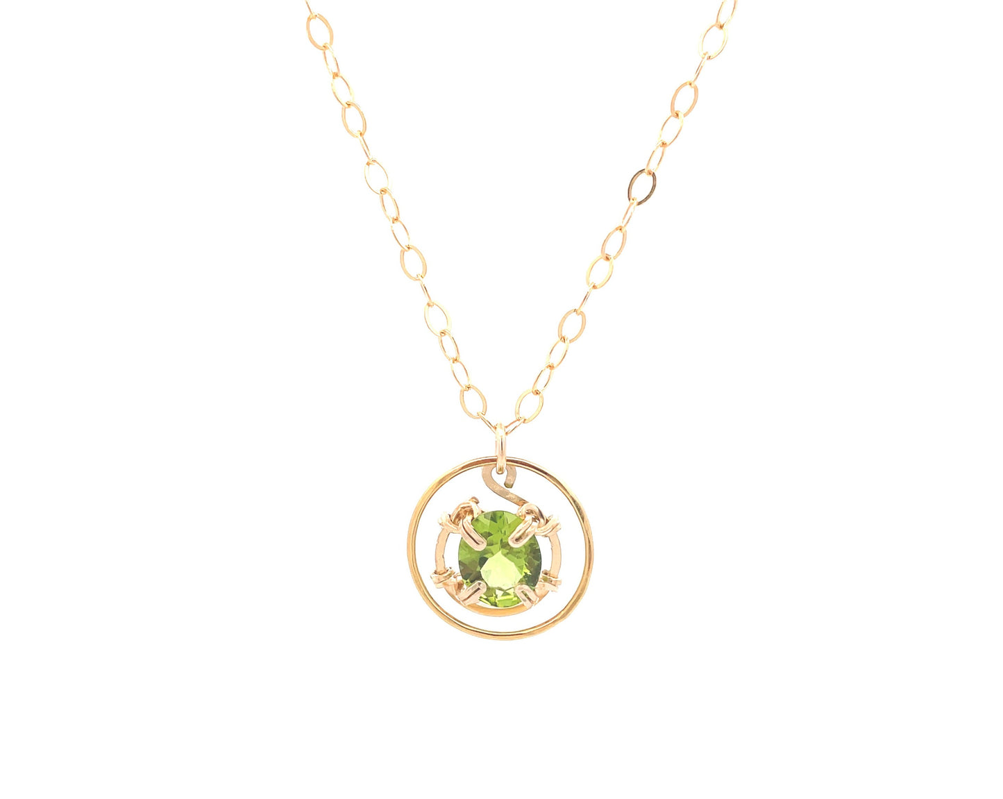 Peridot Circle Ring Pendant Necklace